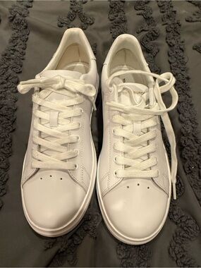 Tory Burch White Leather Low-Top Sneakers